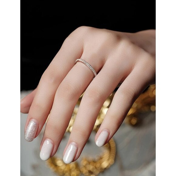 Women's A-0.3Carat Band Eternity Ring Sterling Silver 18K White Gold Plated - Picture 5 of 7